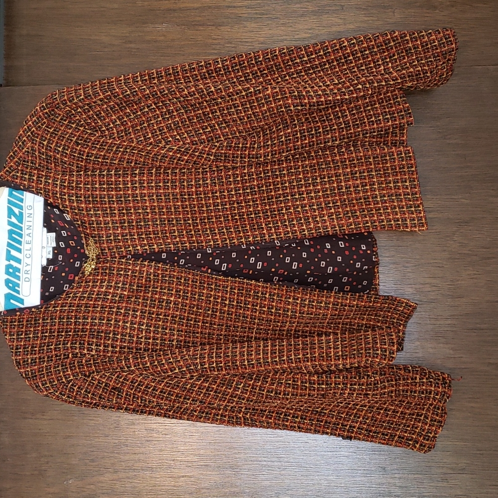 Handmade soft chenille jacket in browns, women's XL